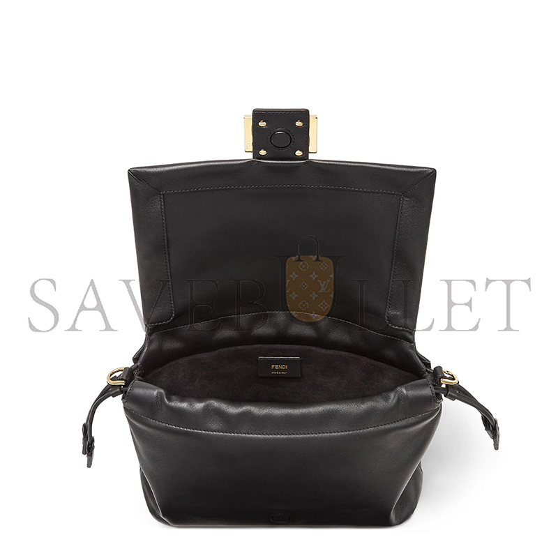 FENDI MAMMA BAGUETTE MEDIUM BLACK NAPPA LEATHER BAG 8BR833AQ0DF0KUR (26.5*18*8.5cm) FENDI MAMMA BAGUETTE MEDIUM BLACK NAPPA LEATHER BAG 8BR833AQ0DF0KUR (26.5*18*8.5cm)